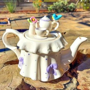 Vintage Teleflora Teapot "Tea Party" Cottagecore Grannycore Farmcore Grandma